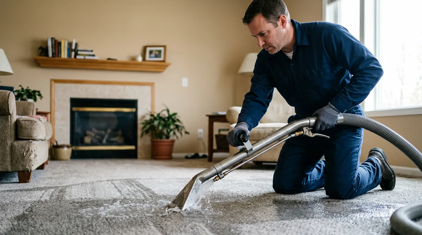 Water damage restoration technician working near Winthrop, ME